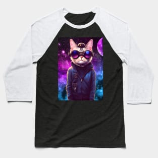 Techno Cat In Cyber Space Baseball T-Shirt